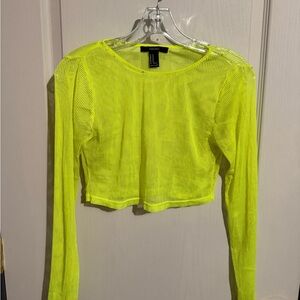 Forever 21 Neon Yellow Sheer Crop Top